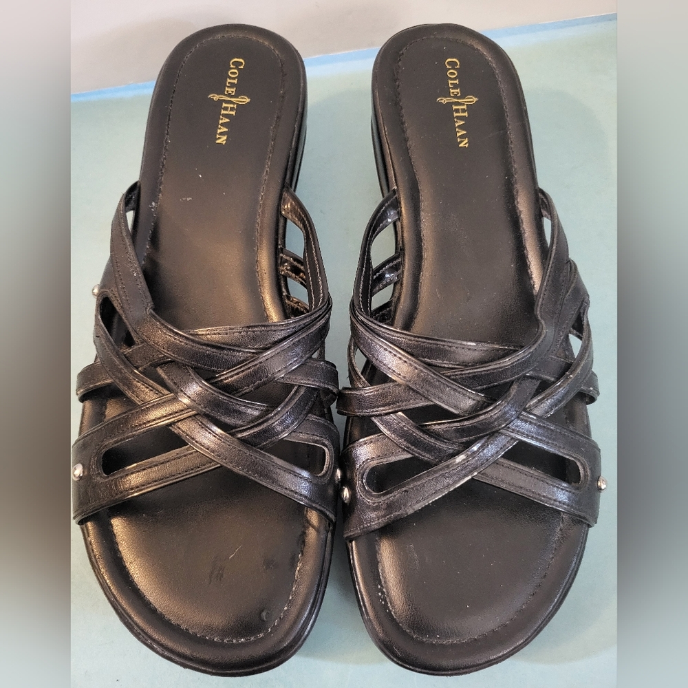 Cole Haan Women's Black Strappy Slide Sandals 9.5B # 174